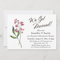 Watercolor Berries, Buds We Got Married Typography