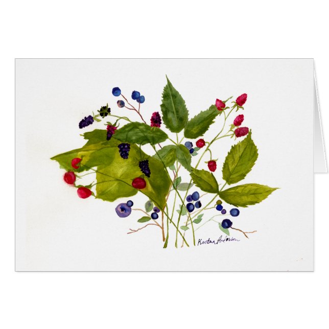Watercolor berries card (Front Horizontal)