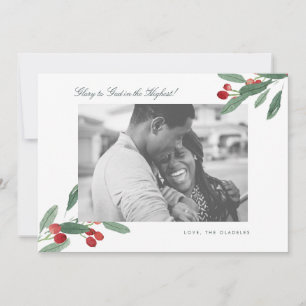 Watercolor Berries Editable Holiday Photo Card