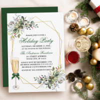 Watercolor Berries Greenery Holiday Party Glass