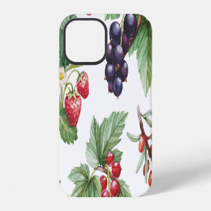 Watercolor Berries Illustration Seamless Pattern iPhone 12 Case