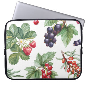 Watercolor Berries Illustration Seamless Pattern Laptop Sleeve