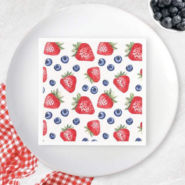 Watercolor Berries Pattern Strawberry Summer Party Napkin (Watercolor Berries Pattern Strawberry Summer Party Napkins)