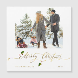 Watercolor Berries Photo Merry Christmas