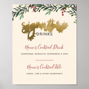 Watercolor Berries Signature Drinks Wedding Sign