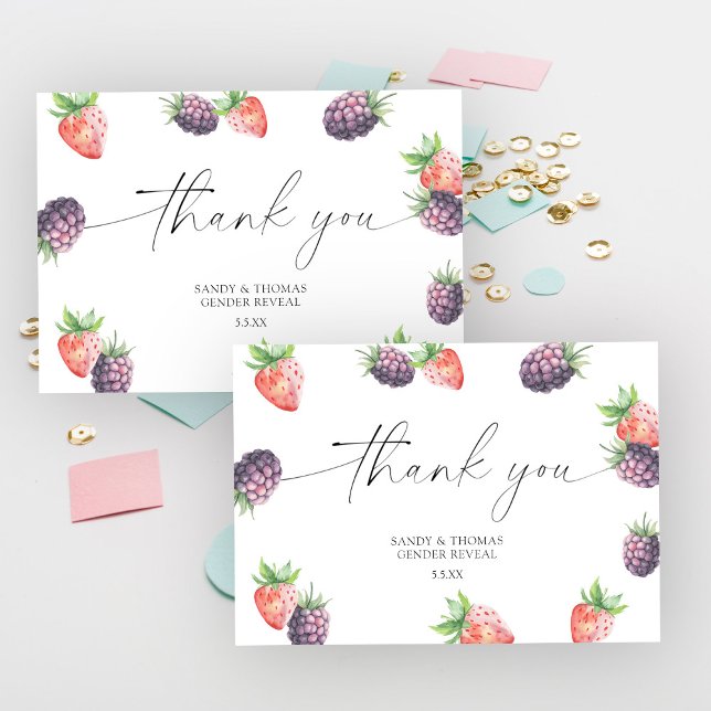 Watercolor Berries - Thank you gender reveal Card (Creator Uploaded)