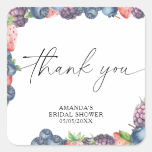 Watercolor berries - thank you square sticker
