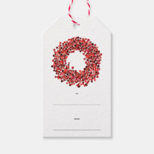 Watercolor Berries Wreath Christmas Holiday Gift Tags