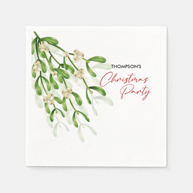 Watercolor  Berry Branches  Christmas Party Napkin (Front)