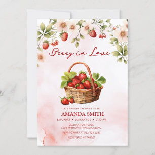 Watercolor Berry In Love Bridal Shower Invitation
