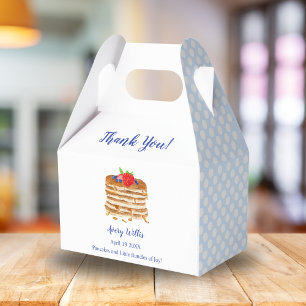 Watercolor Berry Pancake Blue Gingham Baby Shower Favour Box
