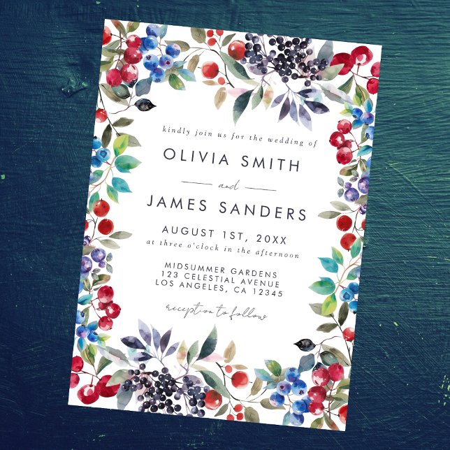 Watercolor Berry Summer Wedding Invitation (Creator Uploaded)