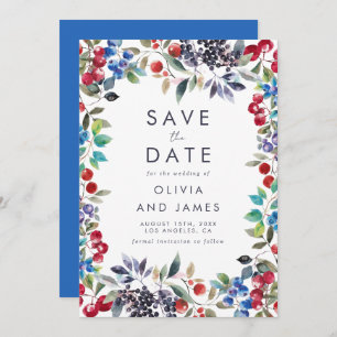 Watercolor Berry Summer Wedding Save The Date