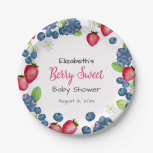 Watercolor Berry Sweet Baby Shower Paper Plate