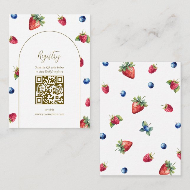 Watercolor Berry Sweet Baby Shower Registry Enclosure Card (Front/Back)