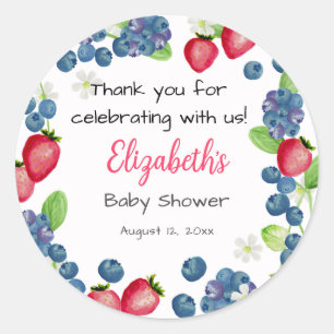 Watercolor Berry Sweet Baby Shower Thank You Classic Round Sticker