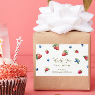 Watercolor Berry Sweet Baby Shower Thank You Rectangular Sticker