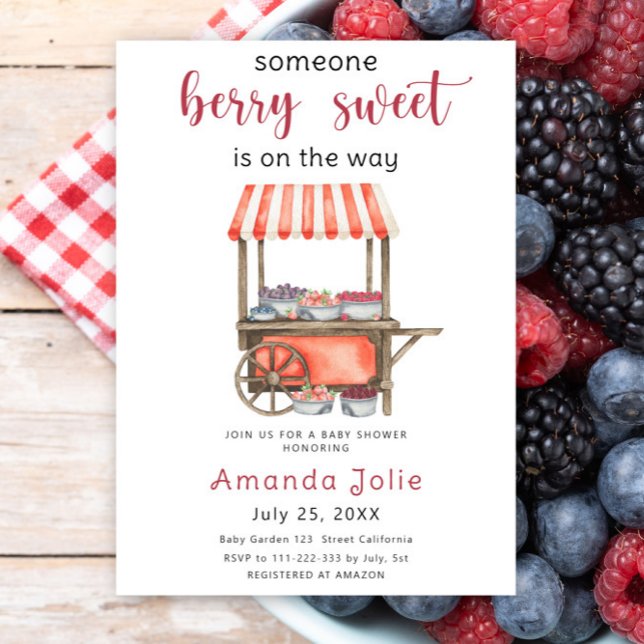 Watercolor Berry Sweet Berries Baby Shower Invitation (Creator Uploaded)