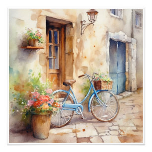 Watercolor Bicycle Art Photo Print