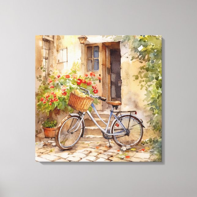 Watercolor Bicycle Canvas Art (Front)