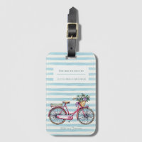 Watercolor Bicycle Pretty Striped Personalised