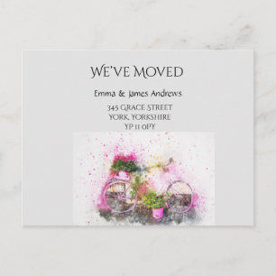 Watercolor Bicycle We’ve Moved Announcement Postcard