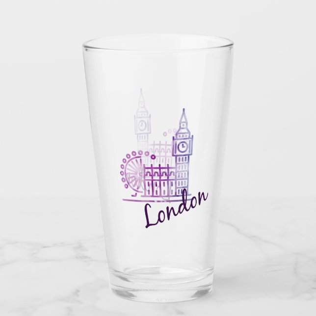 Watercolor Big Ben London – British Landmark  Glass (Front)