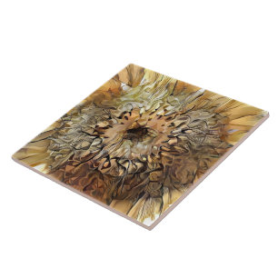 Watercolor Big Sun Sunflower Elegant Collection Tile