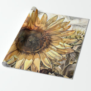 Watercolor Big Sunflower Elegant Collection Wrapping Paper