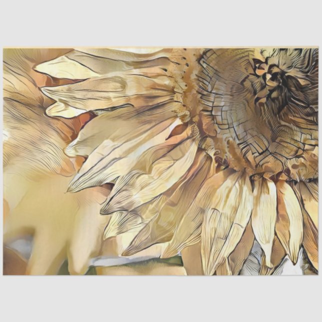 Watercolor Big Yellow Sunflower Elegant Collection Tissue Paper (Front)