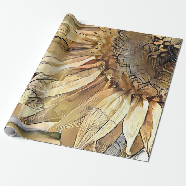 Watercolor Big Yellow Sunflower Elegant Collection Wrapping Paper (Unrolled)