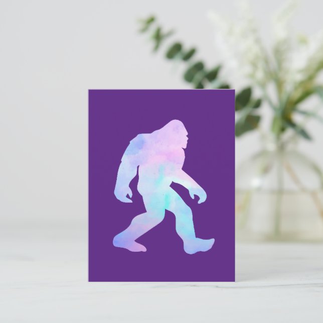 Watercolor Bigfoot       Announcement Postcard (Standing Front)