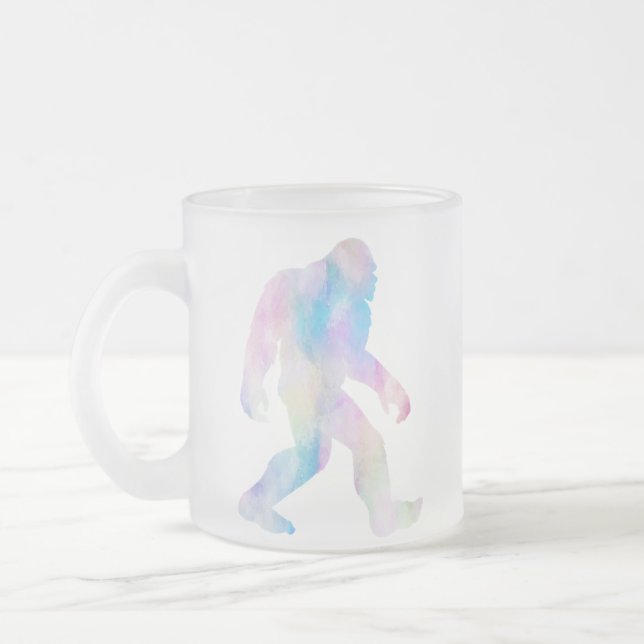 Watercolor Bigfoot    Frosted Glass Coffee Mug (Left)