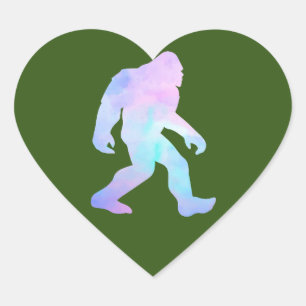 Watercolor Bigfoot      Heart Sticker