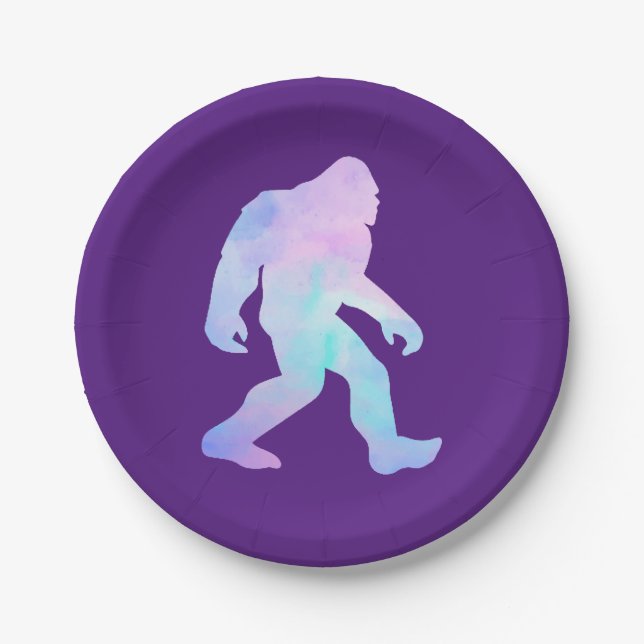 Watercolor Bigfoot    Paper Plate (Front)