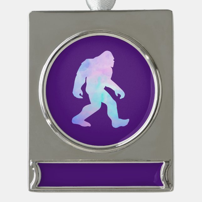 Watercolor Bigfoot       Silver Plated Banner Ornament (Front)