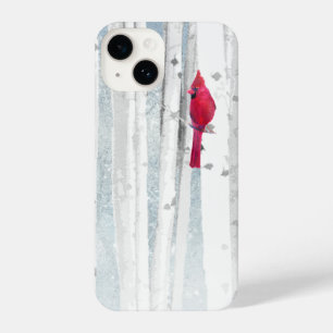 Watercolor Birch Trees Cardinal Red Bird Nature  iPhone 14 Case