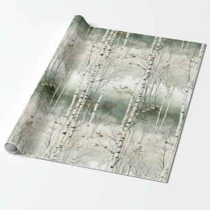Watercolor Birch Trees Pattern Wrapping Paper