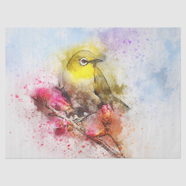 Watercolor Bird  6 Decoupage Wall Art Tissue Paper (Front)