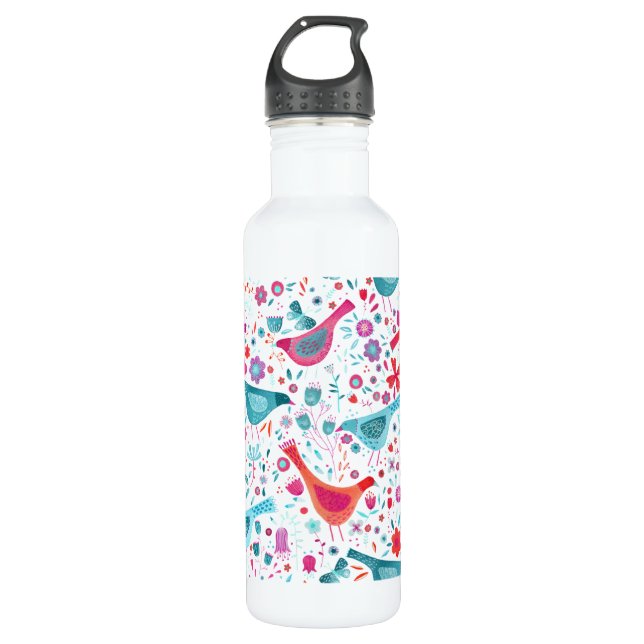 Watercolor Bird and Floral 710 Ml Water Bottle (Front)