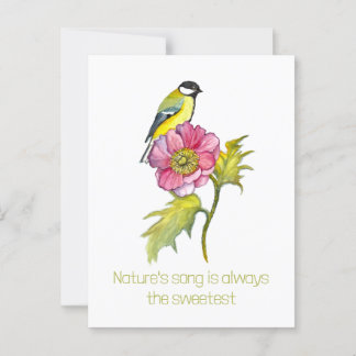 Watercolor Bird and Flower Postcard