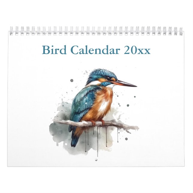Watercolor Bird Collection, custom  Calendar (Cover)