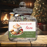 Watercolor Bird Cute Christmas Cookies  Rectangular Sticker<br><div class="desc">Festive Christmas cookies label featuring a watercolor cappuccino with cute bird and cookies. Lovely to use for handmade cookies and to present as a gift.</div>