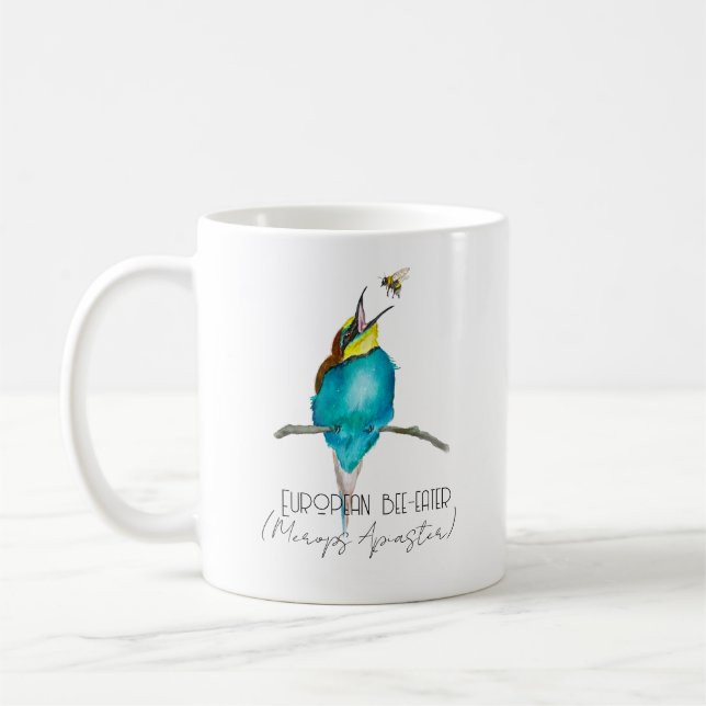 Watercolor bird (European bee-eater) Coffee Mug (Left)