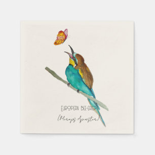 Watercolor bird (European bee-eater) Napkin