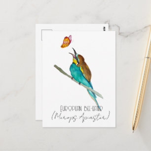Watercolor bird (European bee-eater) Postcard