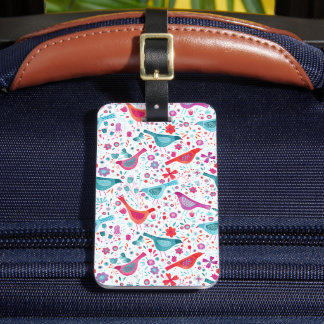 Watercolor Bird Floral Boho Luggage Tag