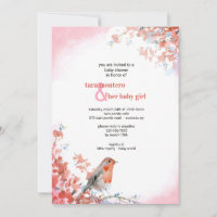 Watercolor Bird in Pink Invitation