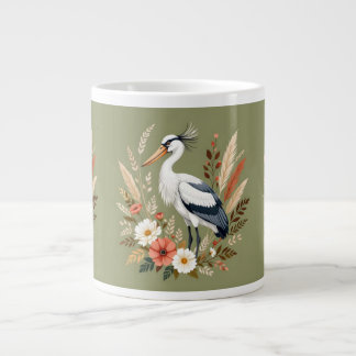 Watercolor bird large coffee mug