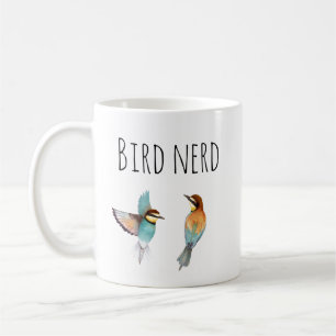 Watercolor bird nerd coffee mug